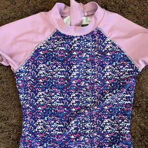 Eddie Bauer Purple Short Sleeve Rash Guard Surf Swim Shirt Swimwear Size S 7/8